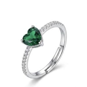 Emerald Heart Adjustable Ring